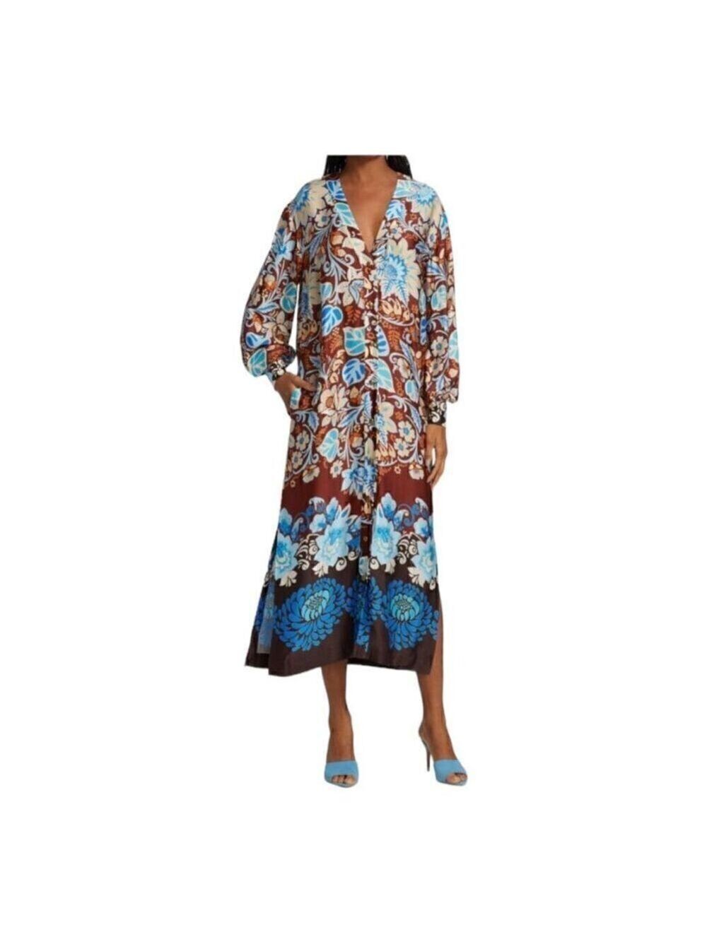Alexis Vah Floral Maxi Long Sleeve Dress Sz XS ** no belt